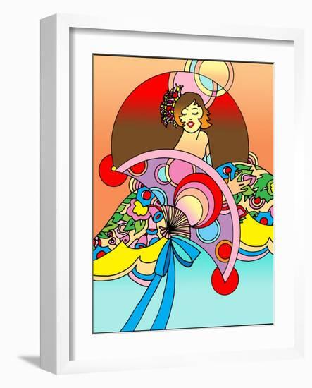 Art Deco Fan Lady-Howie Green-Framed Giclee Print