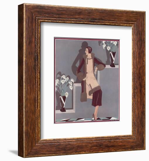 Art Deco Female and Flowers-null-Framed Giclee Print
