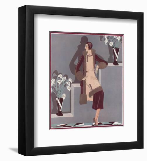 Art Deco Female and Flowers-null-Framed Giclee Print