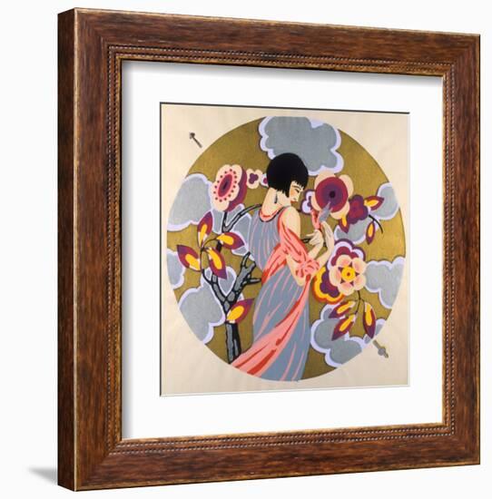 Art Deco Female in a Circle-null-Framed Art Print