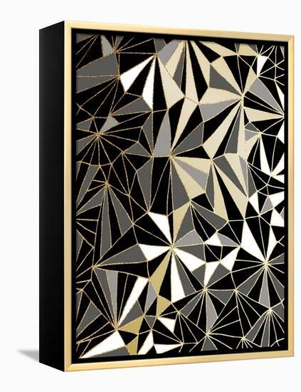 Art Deco Geometry - Black and Gold-Dominique Vari-Framed Stretched Canvas