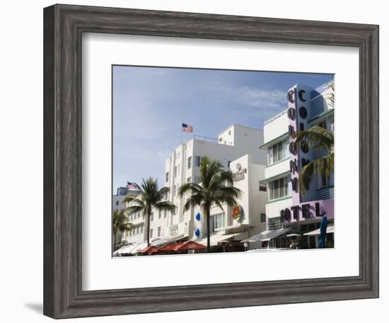 Art Deco Hotels, South Beach, Miami Beach, Florida-Walter Bibikow-Framed Photographic Print