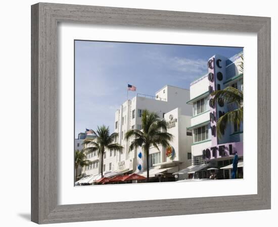 Art Deco Hotels, South Beach, Miami Beach, Florida-Walter Bibikow-Framed Photographic Print