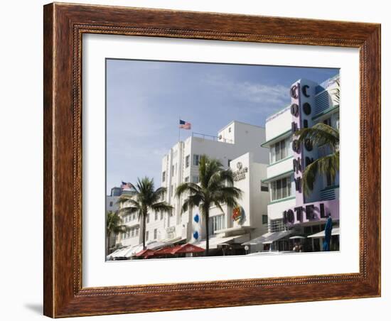 Art Deco Hotels, South Beach, Miami Beach, Florida-Walter Bibikow-Framed Photographic Print