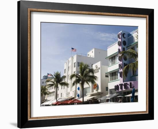 Art Deco Hotels, South Beach, Miami Beach, Florida-Walter Bibikow-Framed Photographic Print