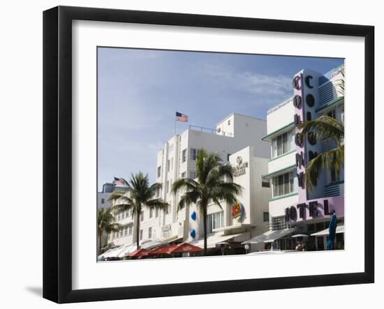 Art Deco Hotels, South Beach, Miami Beach, Florida-Walter Bibikow-Framed Photographic Print