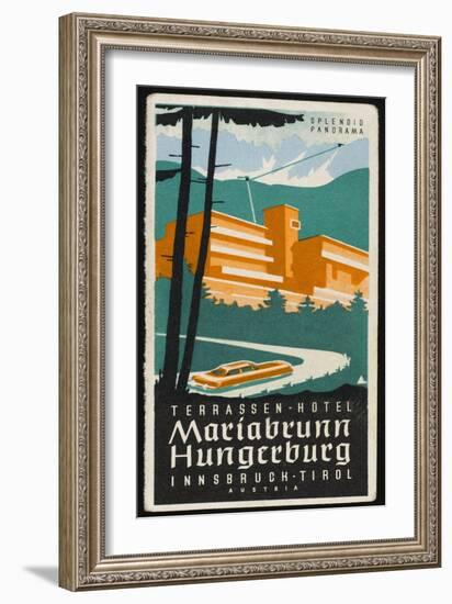 Art Deco Label Fron the Terrassen Hotel Mariabrunn Hungerberg Innsbruck Austria-null-Framed Art Print