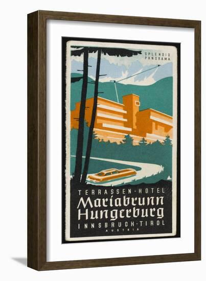 Art Deco Label Fron the Terrassen Hotel Mariabrunn Hungerberg Innsbruck Austria-null-Framed Art Print