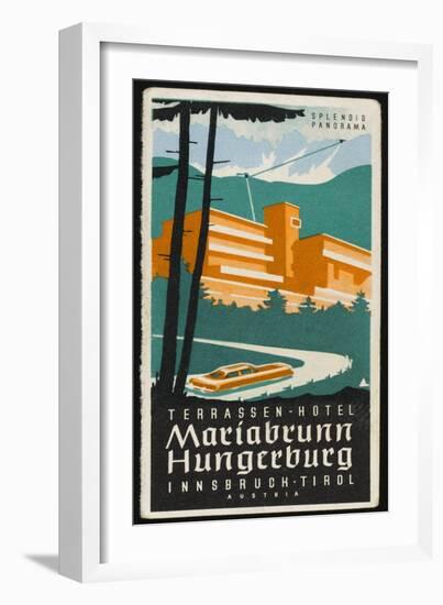 Art Deco Label Fron the Terrassen Hotel Mariabrunn Hungerberg Innsbruck Austria-null-Framed Art Print