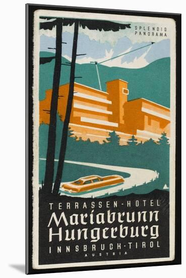 Art Deco Label Fron the Terrassen Hotel Mariabrunn Hungerberg Innsbruck Austria-null-Mounted Art Print