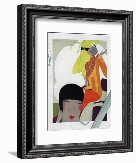 Art Deco Ladies Talking-null-Framed Giclee Print