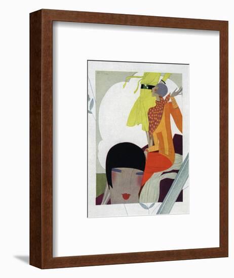 Art Deco Ladies Talking-null-Framed Giclee Print