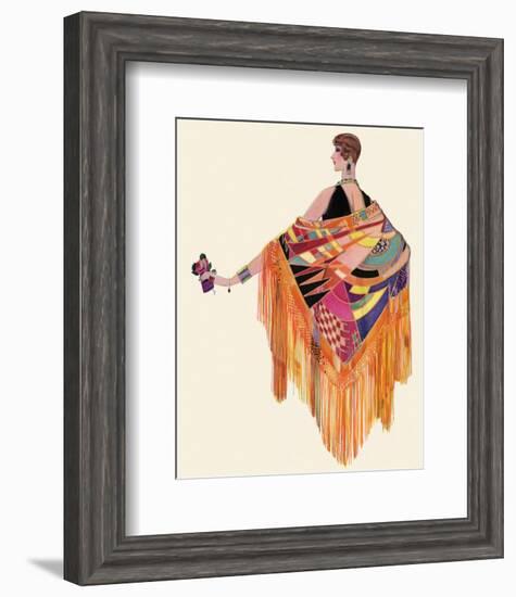 Art Deco Lady in a Colourful Dress-null-Framed Giclee Print