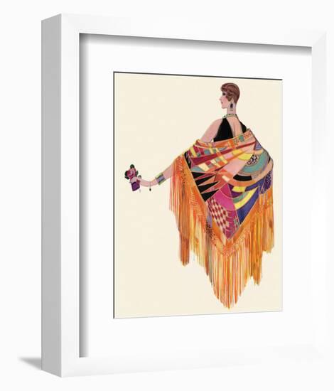 Art Deco Lady in a Colourful Dress-null-Framed Giclee Print