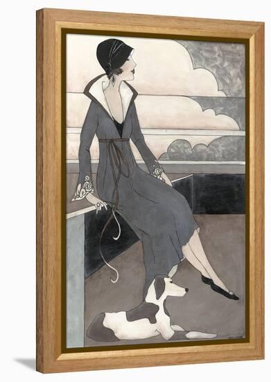 Art Deco Lady with Dog-Megan Meagher-Framed Stretched Canvas