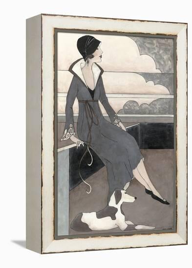 Art Deco Lady with Dog-Megan Meagher-Framed Stretched Canvas