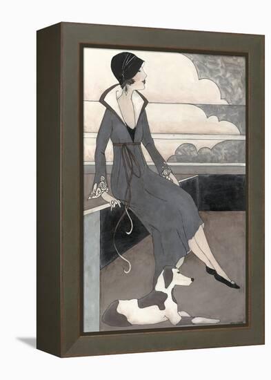 Art Deco Lady with Dog-Megan Meagher-Framed Stretched Canvas