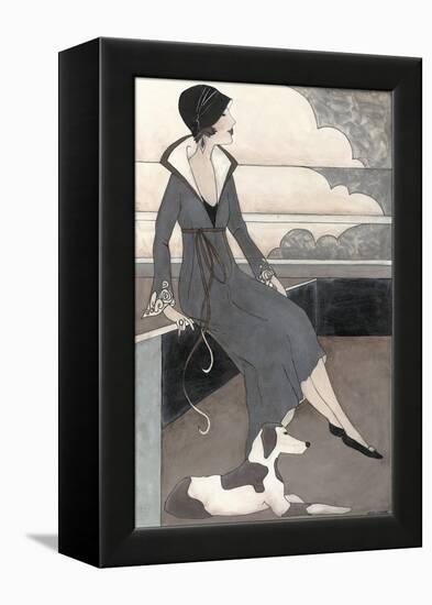 Art Deco Lady with Dog-Megan Meagher-Framed Stretched Canvas