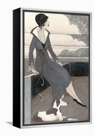 Art Deco Lady with Dog-Megan Meagher-Framed Stretched Canvas