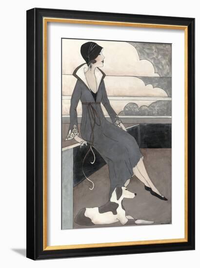 Art Deco Lady with Dog-Megan Meagher-Framed Premium Giclee Print