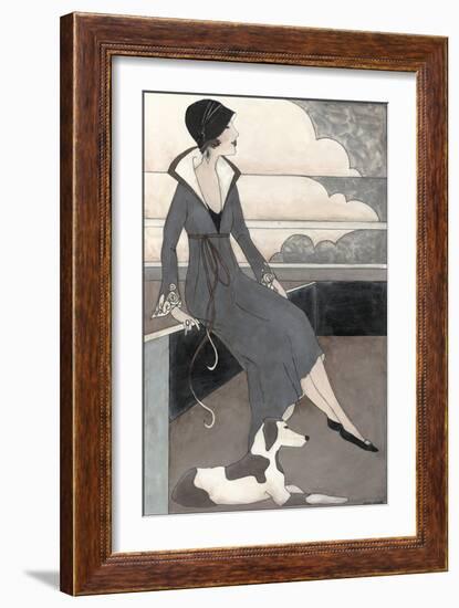 Art Deco Lady with Dog-Megan Meagher-Framed Art Print