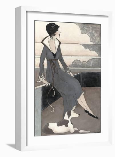 Art Deco Lady with Dog-Megan Meagher-Framed Art Print