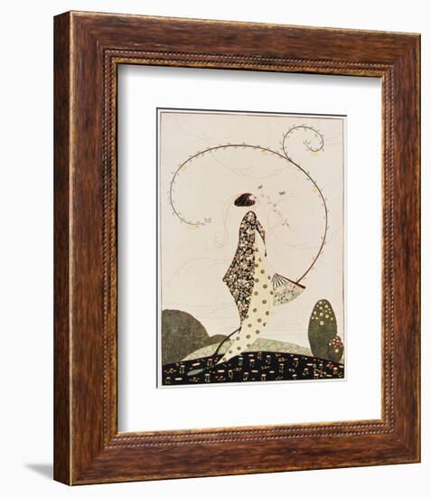 Art Deco lady with Fan-null-Framed Giclee Print