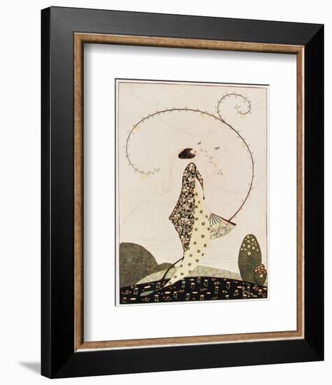 Art Deco lady with Fan-null-Framed Giclee Print