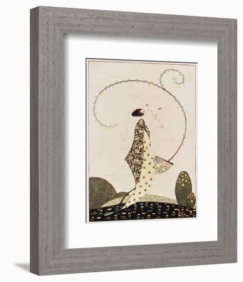 Art Deco lady with Fan-null-Framed Giclee Print