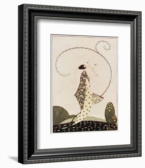 Art Deco lady with Fan-null-Framed Giclee Print