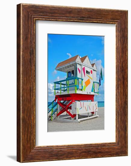 Art Deco Lifeguard Hut Florida-null-Framed Premium Giclee Print