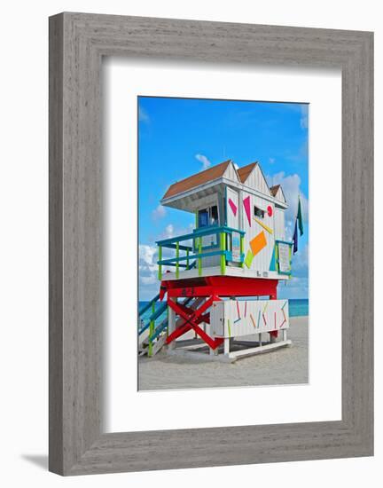 Art Deco Lifeguard Hut Florida-null-Framed Premium Giclee Print