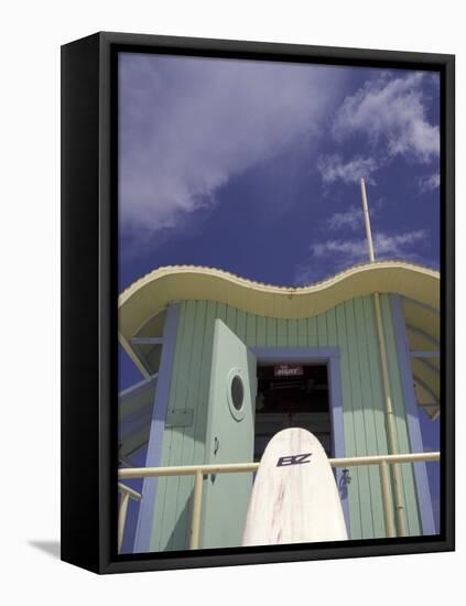 Art Deco Lifeguard Station, South Beach, Miami, Florida, USA-Robin Hill-Framed Premier Image Canvas