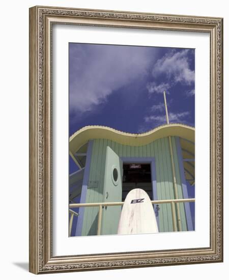 Art Deco Lifeguard Station, South Beach, Miami, Florida, USA-Robin Hill-Framed Photographic Print