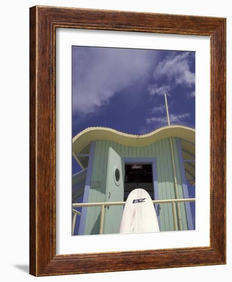 Art Deco Lifeguard Station, South Beach, Miami, Florida, USA-Robin Hill-Framed Photographic Print