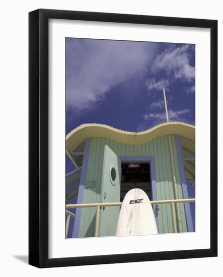 Art Deco Lifeguard Station, South Beach, Miami, Florida, USA-Robin Hill-Framed Photographic Print