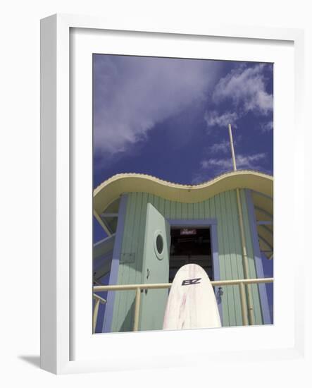 Art Deco Lifeguard Station, South Beach, Miami, Florida, USA-Robin Hill-Framed Photographic Print