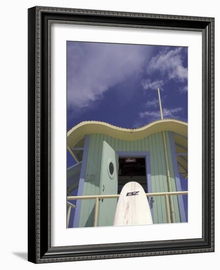 Art Deco Lifeguard Station, South Beach, Miami, Florida, USA-Robin Hill-Framed Photographic Print