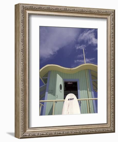 Art Deco Lifeguard Station, South Beach, Miami, Florida, USA-Robin Hill-Framed Photographic Print