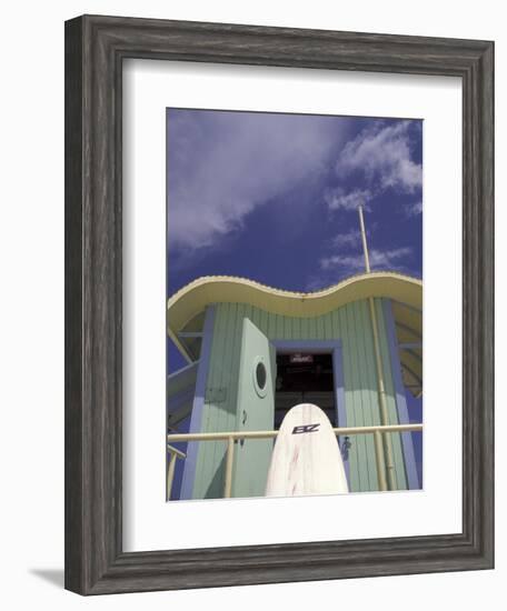 Art Deco Lifeguard Station, South Beach, Miami, Florida, USA-Robin Hill-Framed Photographic Print