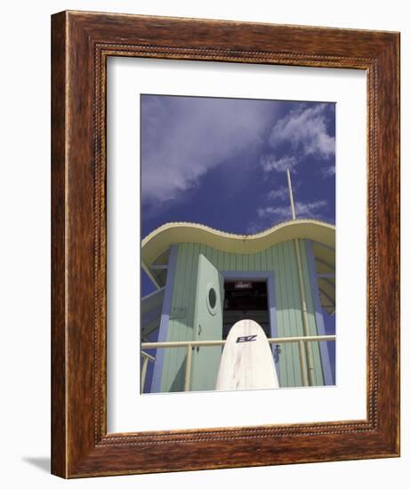 Art Deco Lifeguard Station, South Beach, Miami, Florida, USA-Robin Hill-Framed Photographic Print