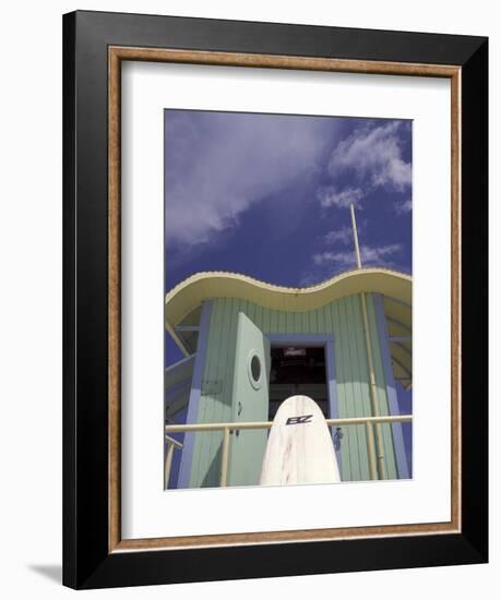 Art Deco Lifeguard Station, South Beach, Miami, Florida, USA-Robin Hill-Framed Photographic Print
