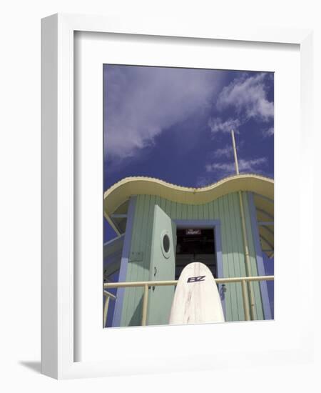 Art Deco Lifeguard Station, South Beach, Miami, Florida, USA-Robin Hill-Framed Photographic Print