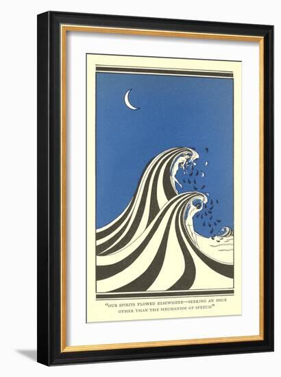 Art Deco Lovers in Waves-null-Framed Art Print