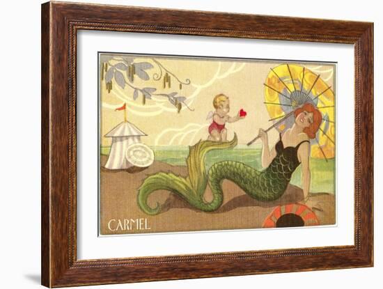 Art Deco Mermaid, Carmel, California-null-Framed Art Print