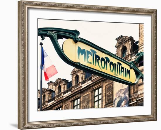 Art Deco Metropolitain Sign, Metro, Subway, the Louvre Station, Paris, France, Europe-Philippe Hugonnard-Framed Photographic Print