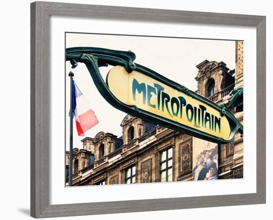 Art Deco Metropolitain Sign, Metro, Subway, the Louvre Station, Paris, France, Europe-Philippe Hugonnard-Framed Photographic Print