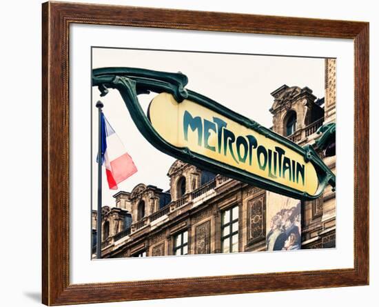 Art Deco Metropolitain Sign, Metro, Subway, the Louvre Station, Paris, France, Europe-Philippe Hugonnard-Framed Photographic Print