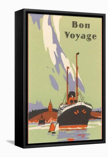 Art Deco Ocean Liner, Bon Voyage-null-Framed Stretched Canvas