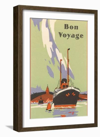 Art Deco Ocean Liner, Bon Voyage-null-Framed Art Print